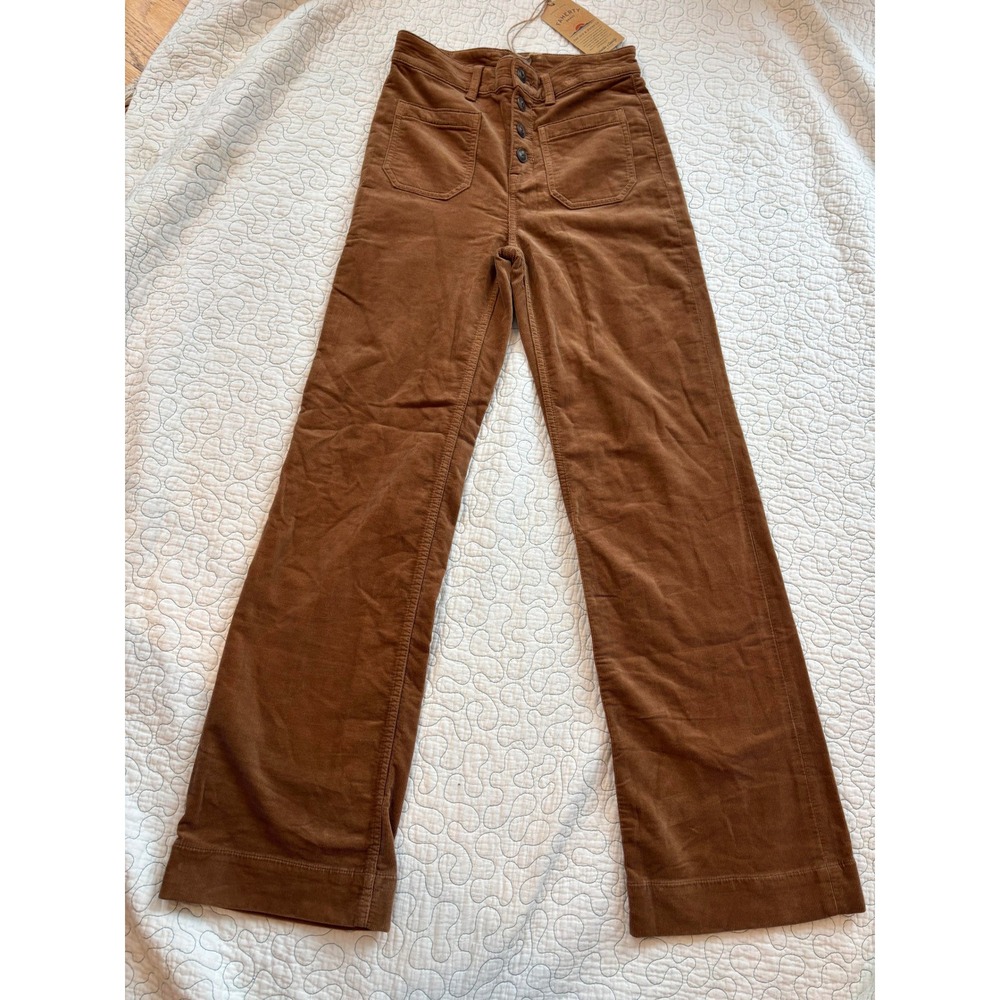 Faherty Brand Brown‎ Corduroy Stretch Pants Button Fly Women Size 26